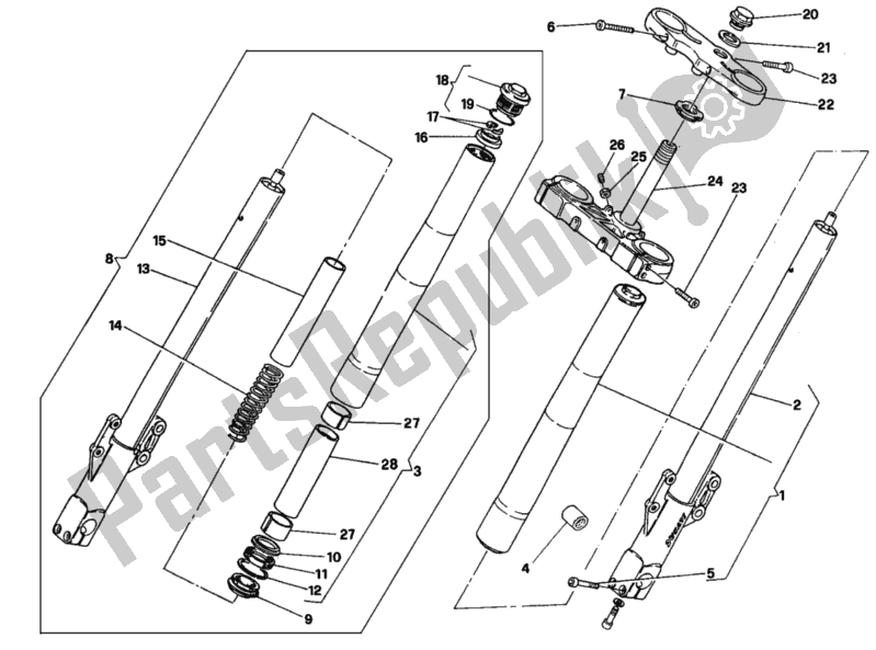 Todas las partes para Horquilla Delantera Dm 007707 de Ducati Supersport 750 SS 1992